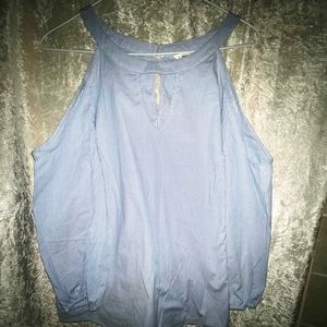 White House Black Market cold shoulder striped top